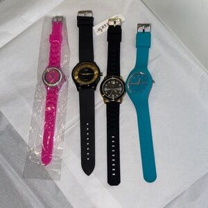 Stylish Wearable Watch Set of 4- Pink, Black, and Blue